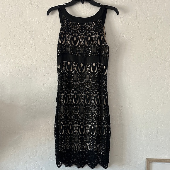 Yoana Baraschi Black Lace Overlay Cocktail Dress – Sz 4, Nude Lining, Sleeveless - Picture 6 of 6